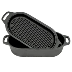 Valhal Outdoor Gietijzeren Dutch Oven Met Grill Deksel Ovaal 1 Liter -Bialettihand Winkel image 725
